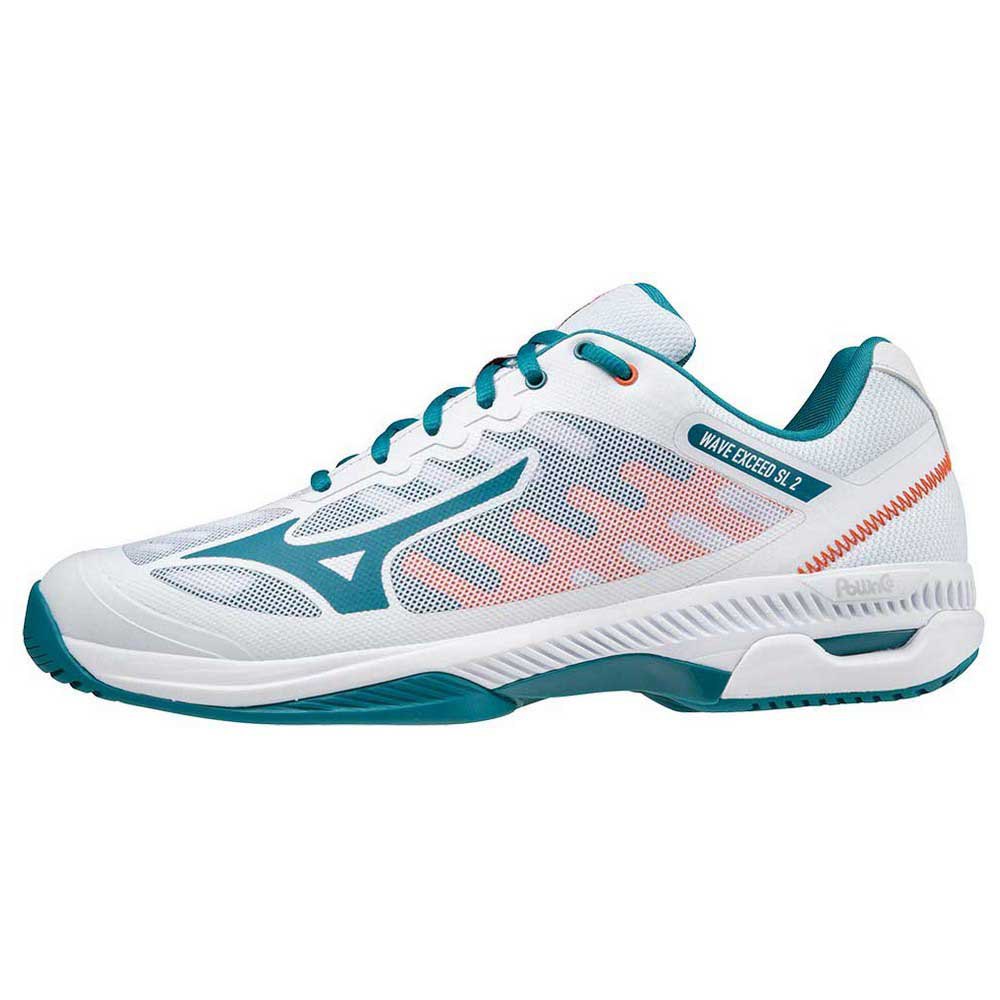 Mizuno Chaussures Tous Les Courts Wave Exceed Sl 2 EU 40 1/2 White / Harbor Blue / Firecracker