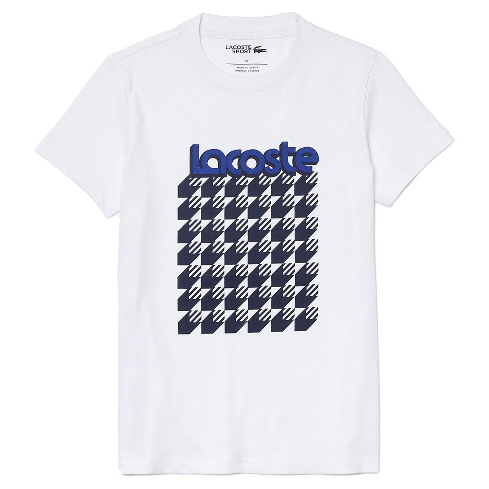 Lacoste T-shirt Garçon Sport Tf7048 40 White / Marine-Cosmic-Mar