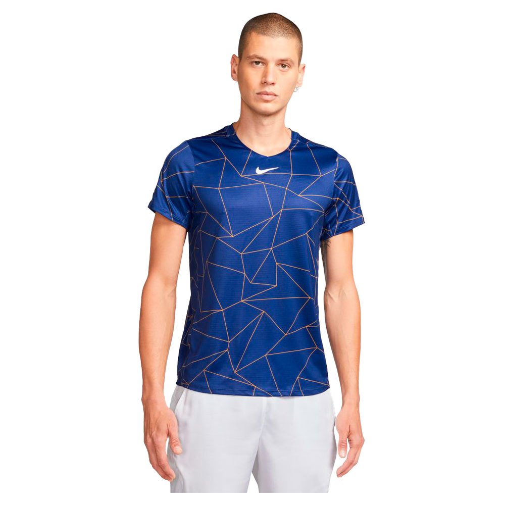 Nike Court Dri Fit Advantage Printed Short Sleeve T-shirt Bleu S