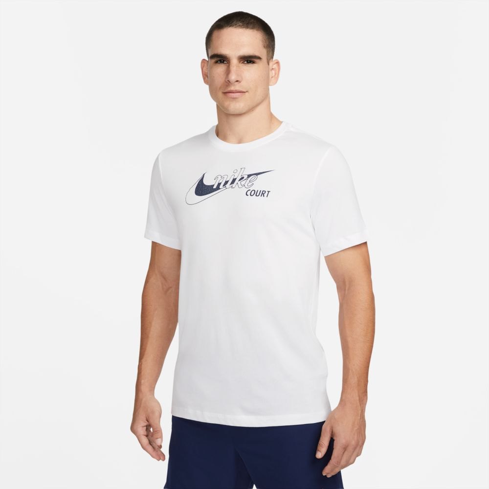 Nike Court Dri Fit Swoosh Short Sleeve T-shirt Blanc L Homme