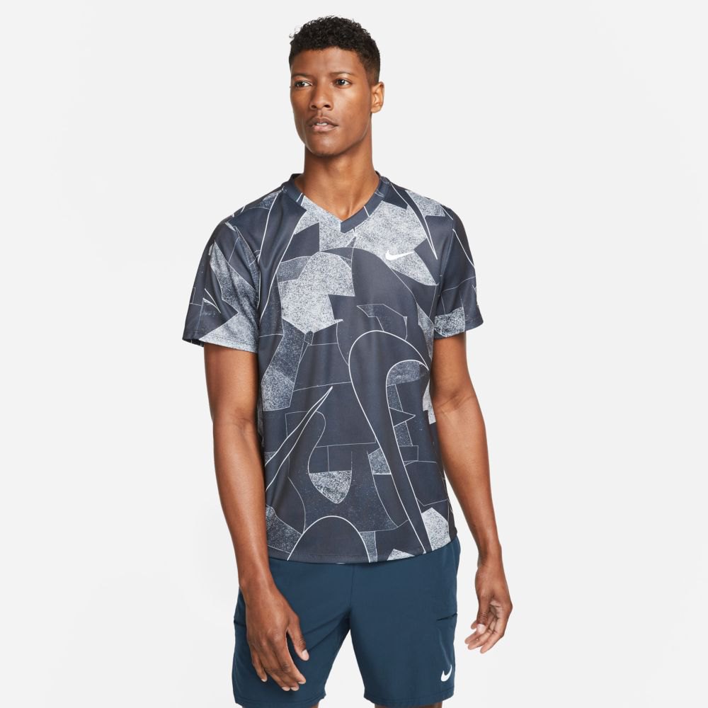 Nike Court Dri Fit Victory Printed Short Sleeve T-shirt Gris XS