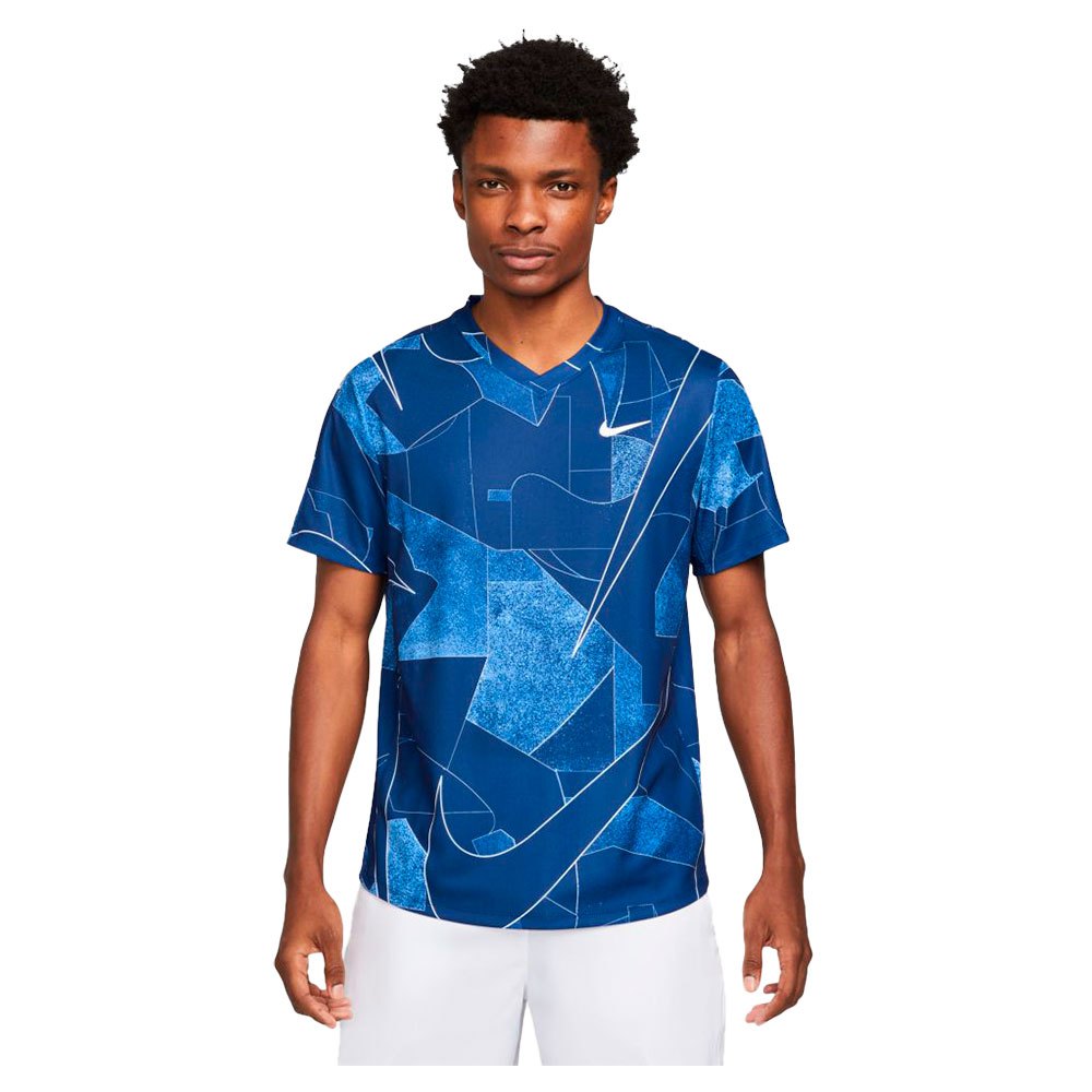 Nike Court Dri Fit Victory Printed Short Sleeve T-shirt Bleu XL