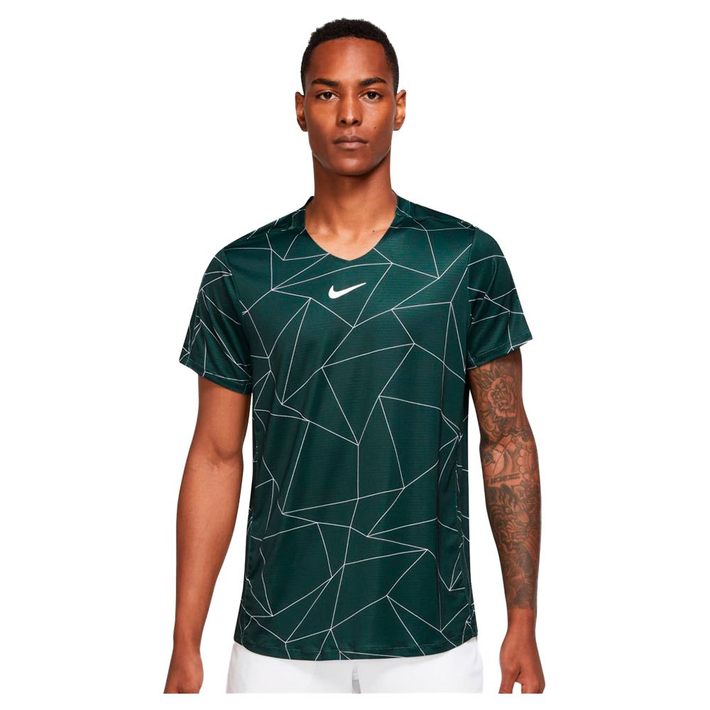 Nike Court Dri Fit Advantage Printed Short Sleeve T-shirt Vert 2XL