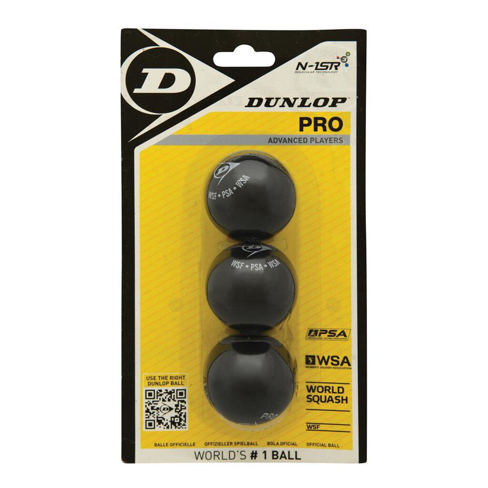 Dunlop Set Of 3 Squash Balls Dunlop Pro Blister Noir