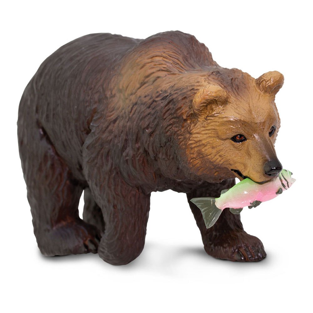 Safari Ltd Grizzly Bear With Fish From 3 Years Brown