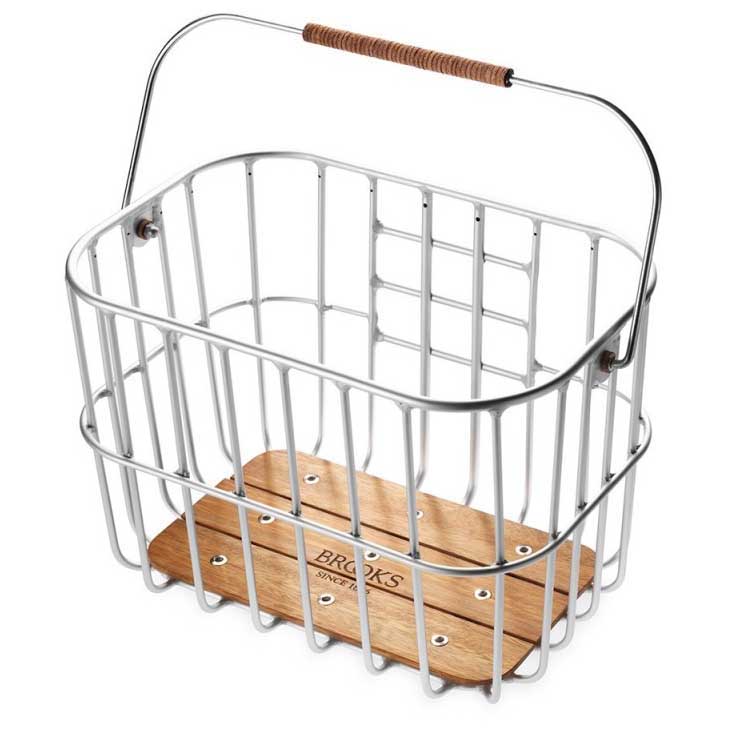 Brooks England Hoxton Wire Front Basket One Size Silver / Wood