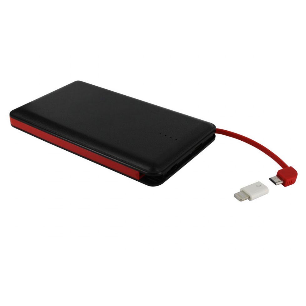 Myway Power Bank Usb 2a With Micro Usb Cable And Lightning Adapter 8000 mAh Black