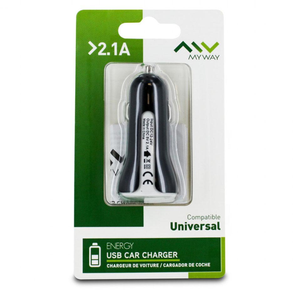 Myway Car Charger Usb 2.1a One Size Black