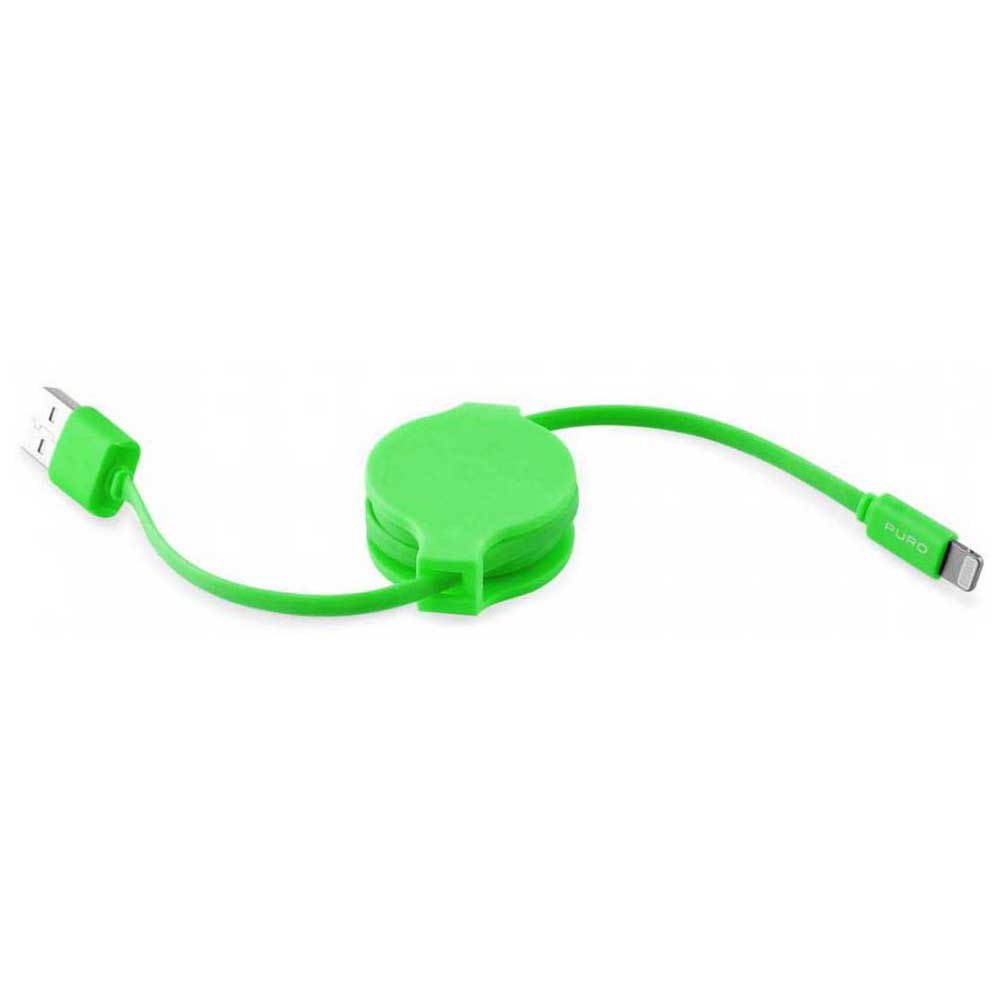 Puro Usb-lightning Mfi 2.4a 0.8m Retractable Cable One Size Green