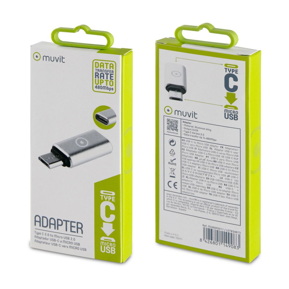 Muvit Type C Adapter To Micro Usb One Size Silver