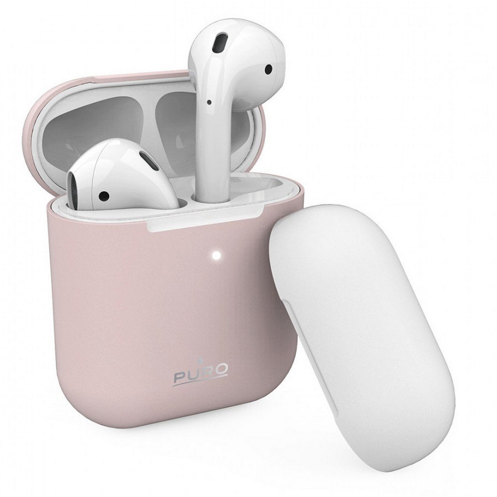 Puro Silicone Case For Airpods One Size Pink + White Cap