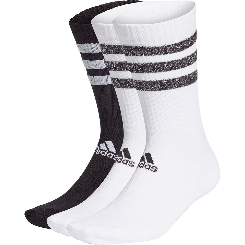 Adidas Glam 3-stripes Cushioned Crew Sport 3 Pairs EU 37-39 White / Black / White