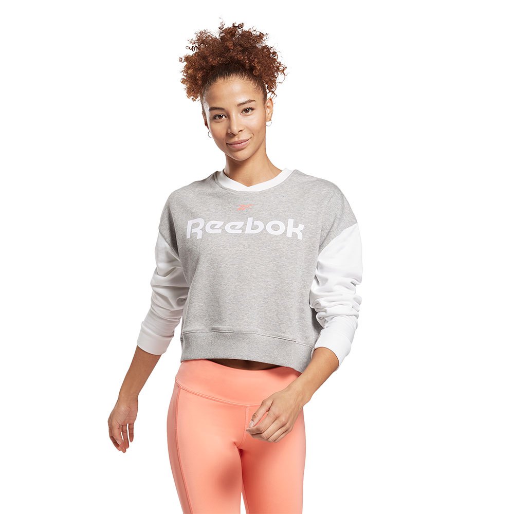 Reebok Essentials Linear Logo Fashion Crew L Medium Grey Heather