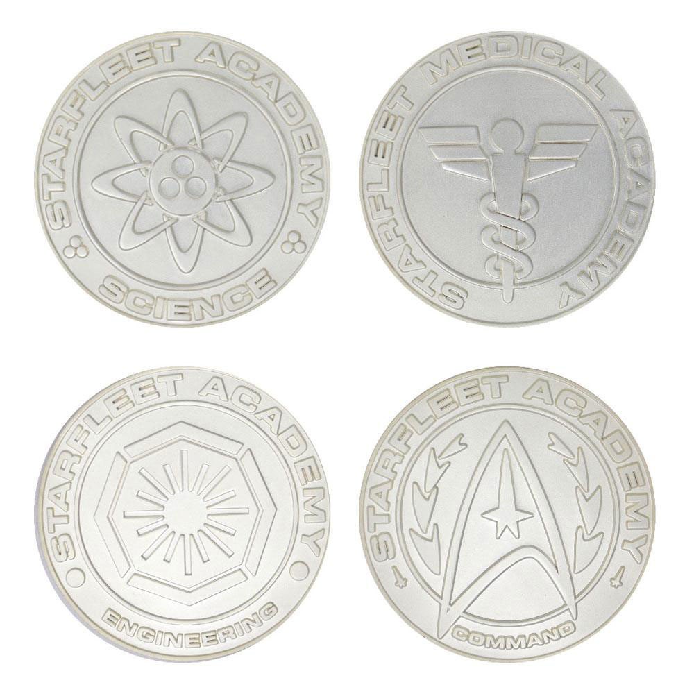 fanattik star trek set of 4 starfleet division medallions limited edition silver plated argenté