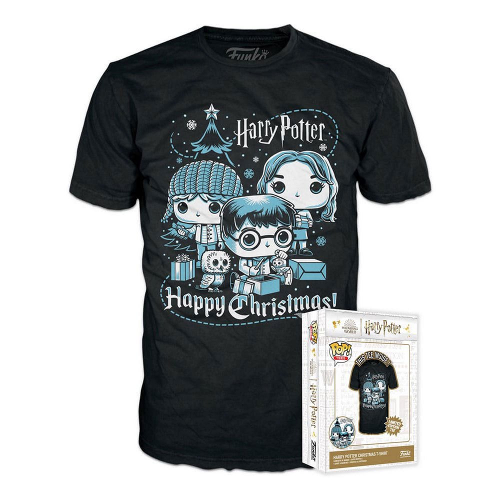 funko ron hermione harry potter t-shirt bleu s