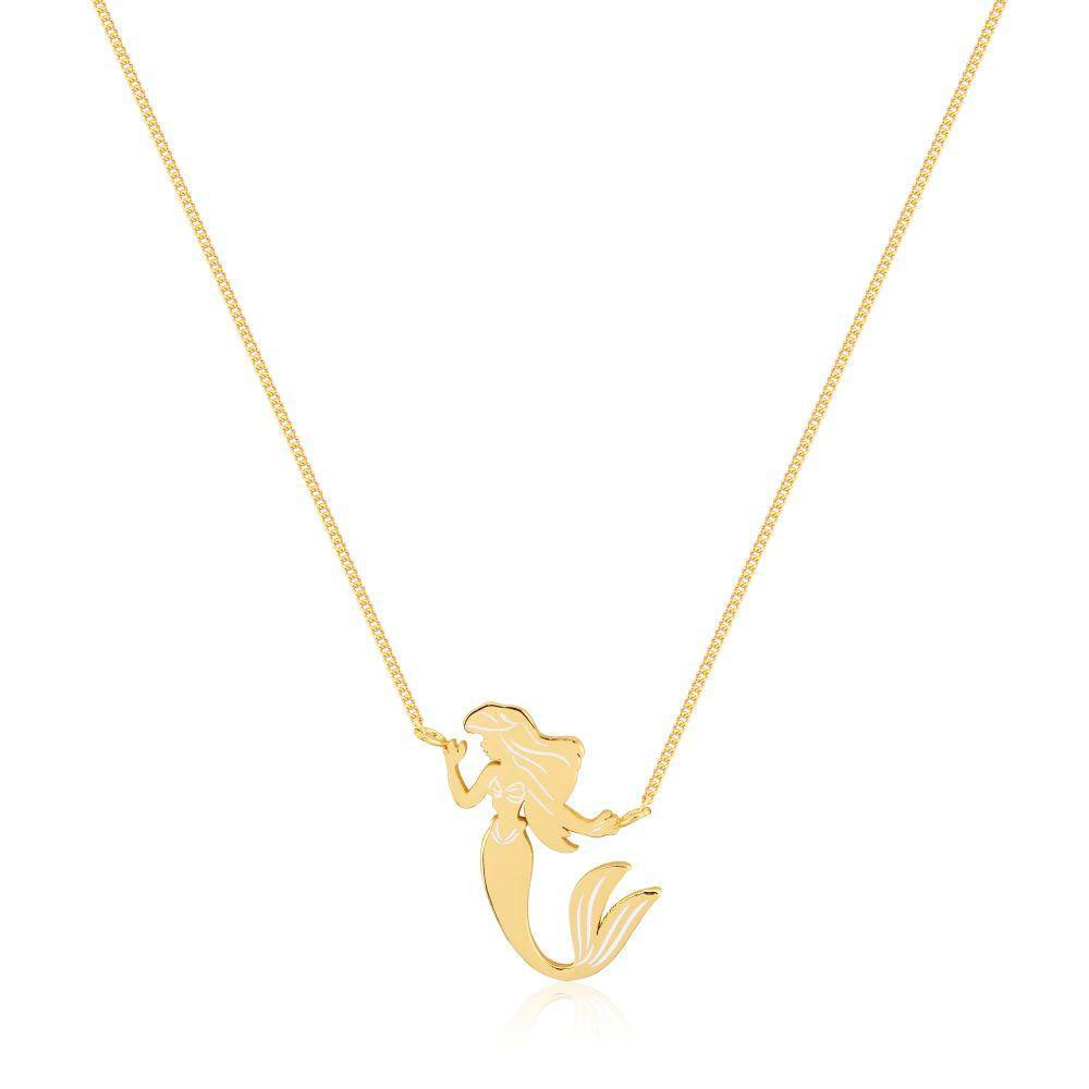 disney the little mermaid silhouette sterling silver & gold plated necklace multicolore