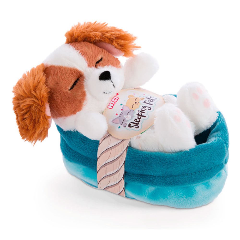 nici sleeping pets puppy cocker spaniel 12 cm in basket teddy multicolore