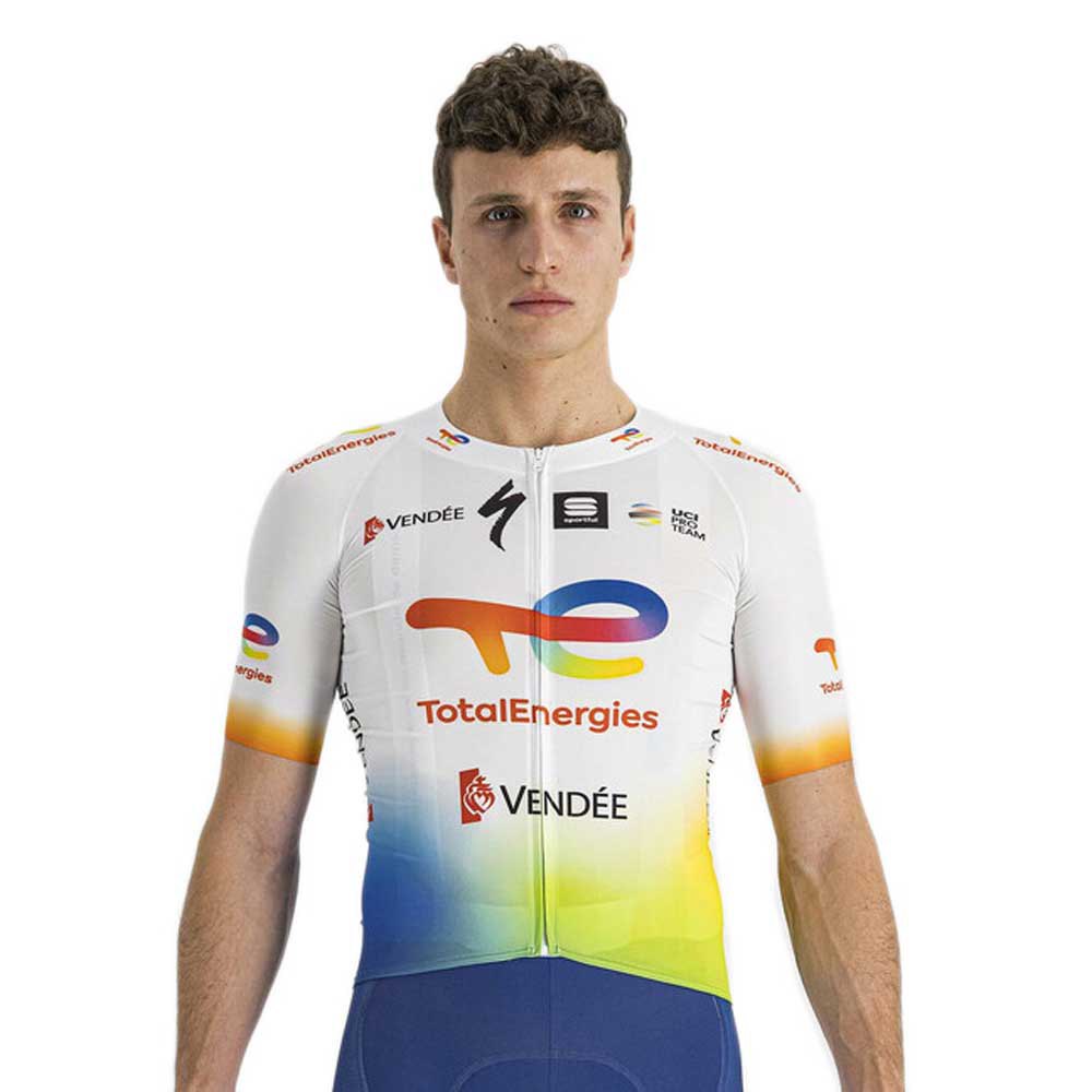 sportful total energies bomber short sleeve jersey blanc l homme
