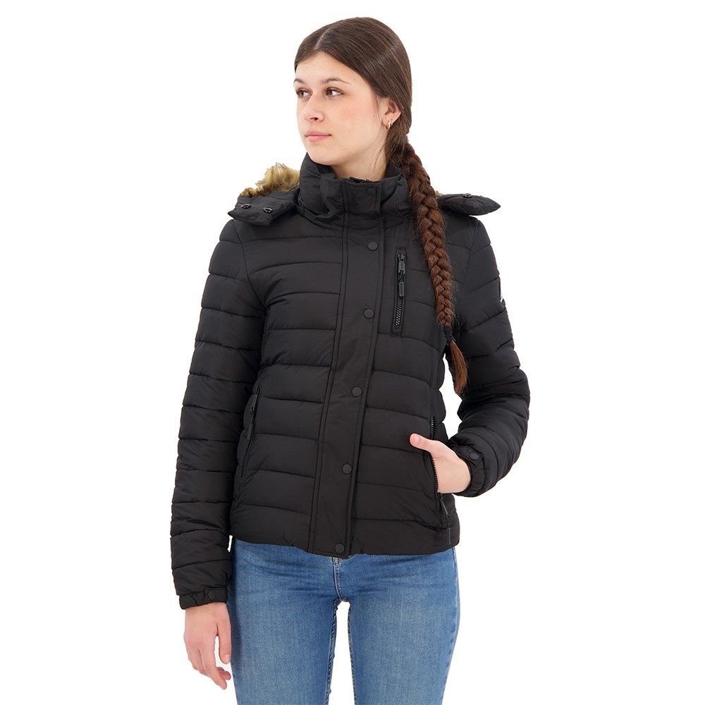 superdry classic faux fur fuji jacket noir 2xs femme