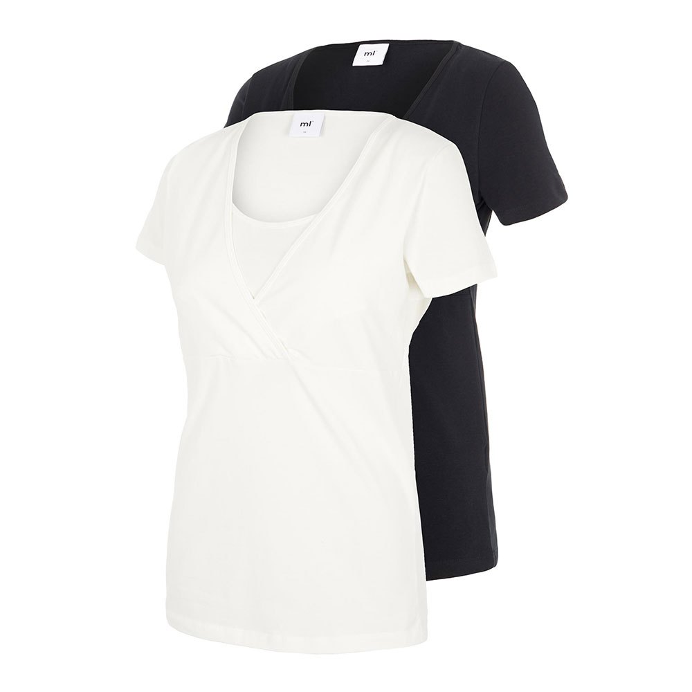 mamalicious lea maternity short sleeve t-shirt 2 units blanc,noir xs femme