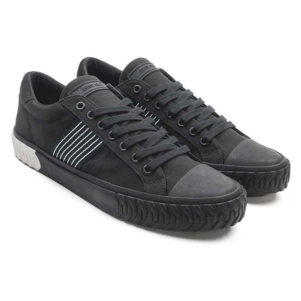 antony morato blade low-top sneaker in cotton canvas with tonal sueded detailing trainers noir eu 43 homme