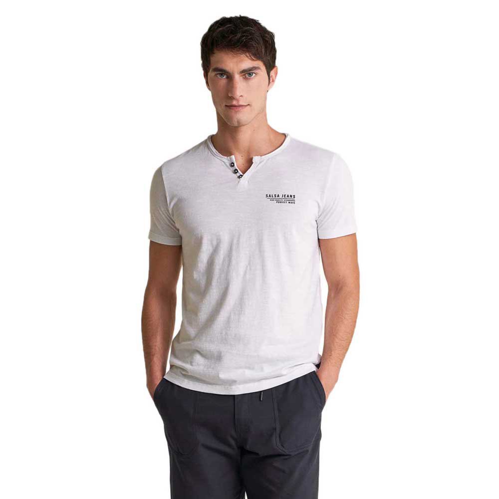 salsa jeans wash effect v neck t-shirt blanc 2xl homme