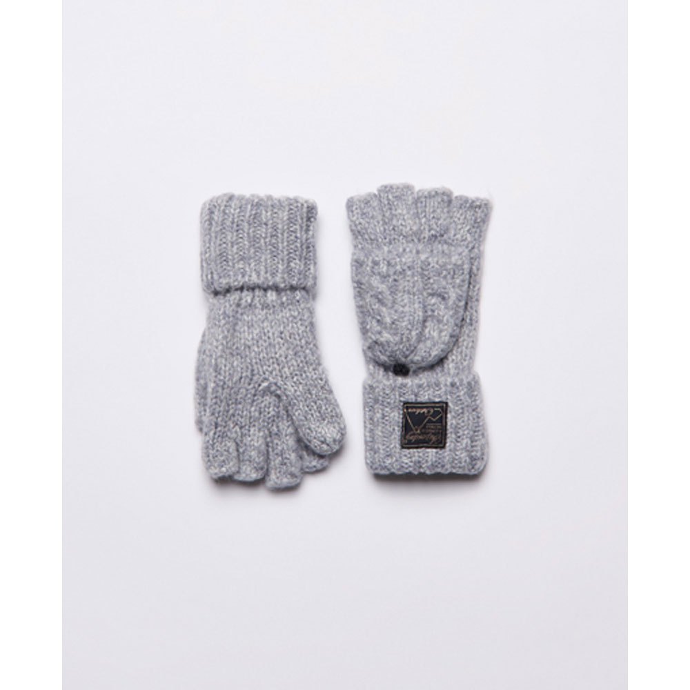 superdry tweed cable gloves gris  homme