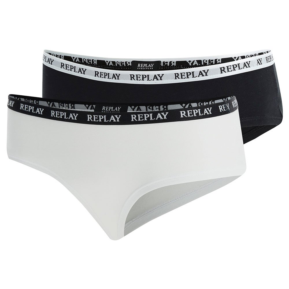 replay style1 hipster panties 2 units blanc,noir s femme