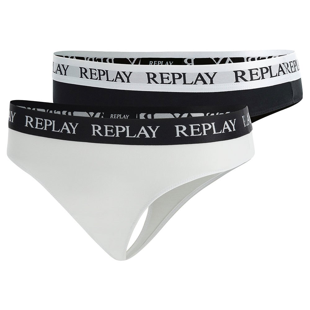 replay style1 thong 2 units blanc,noir s femme