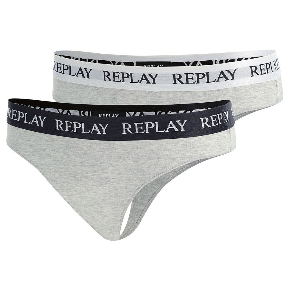 replay style1 thong 2 units gris l femme