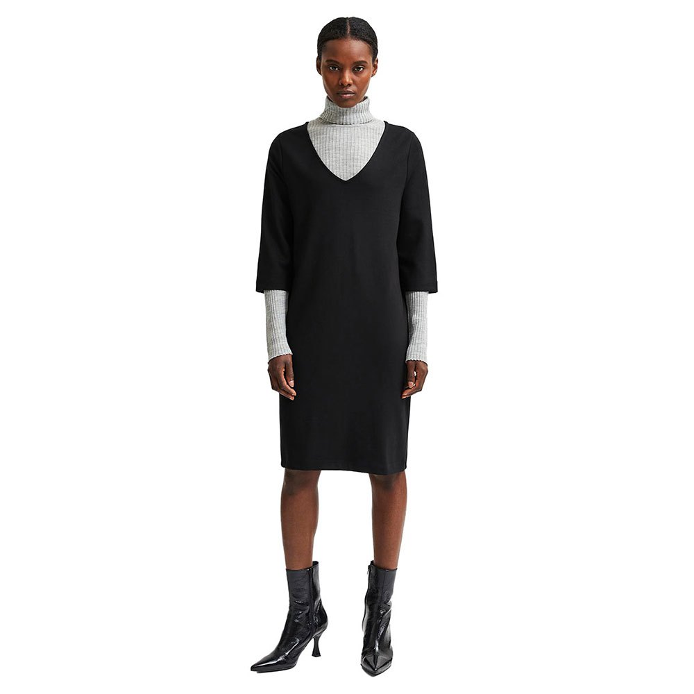selected caro tunni 3/4 sleeve short dress noir m femme