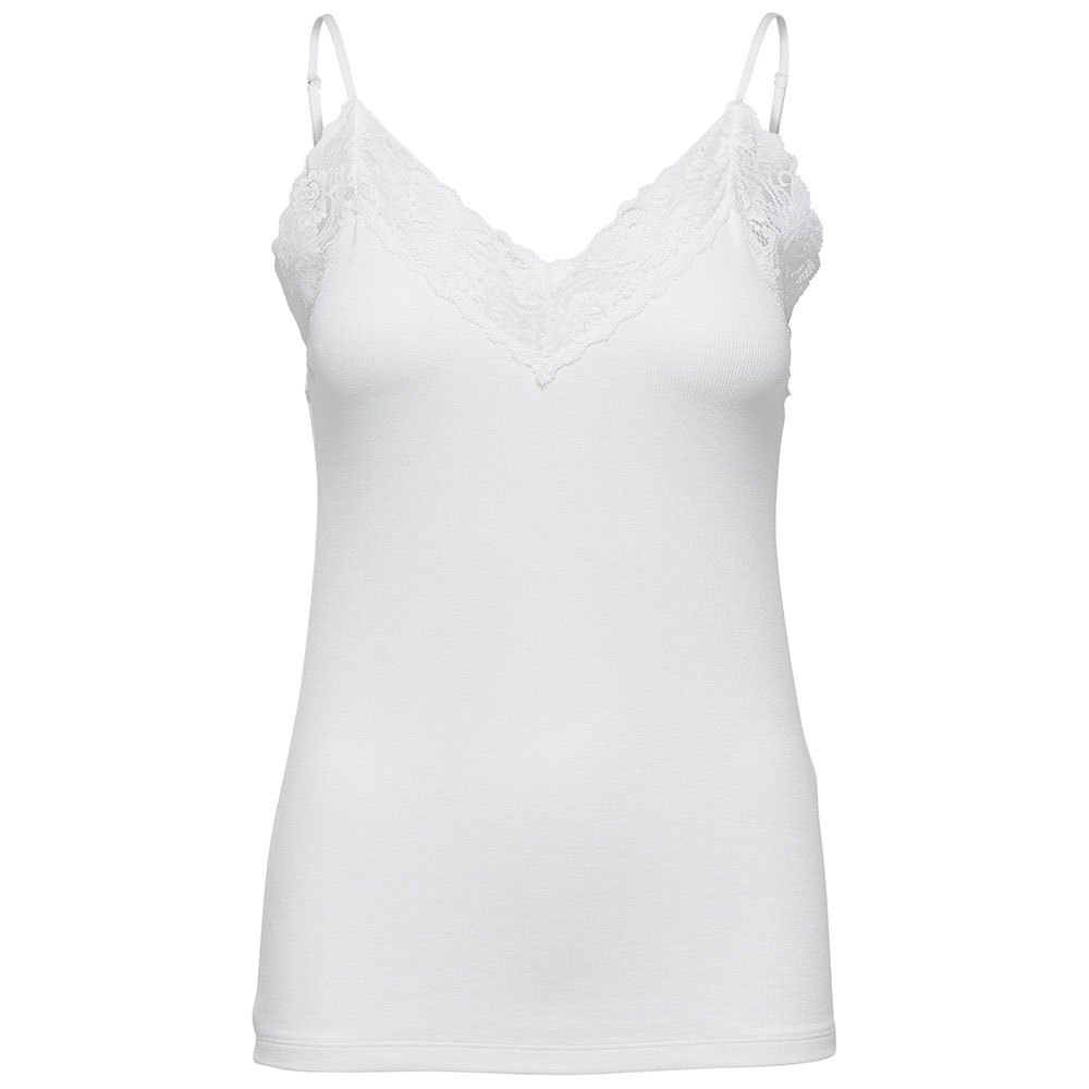 selected mandy rib lace sleeveless t-shirt blanc l femme
