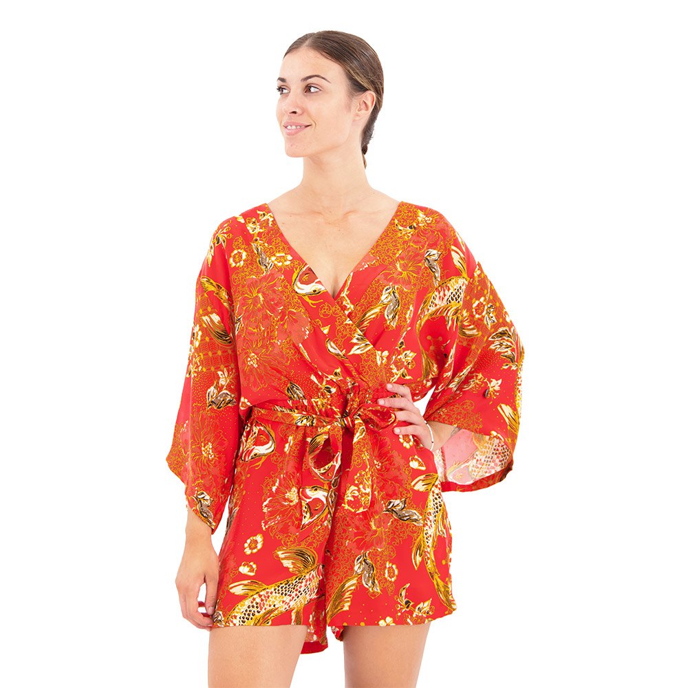 superdry vintage kimono playsuit orange 2xs femme