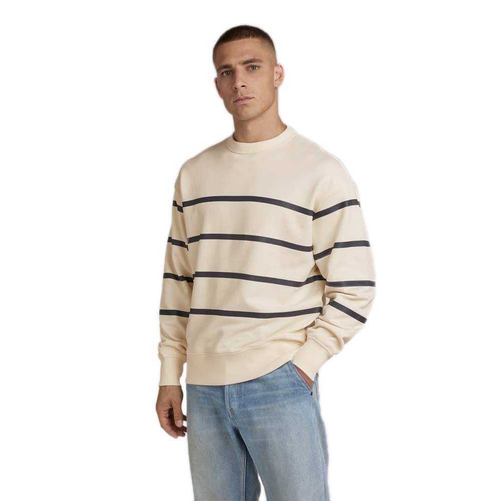 g-star placed stripe loose sweatshirt beige xs homme