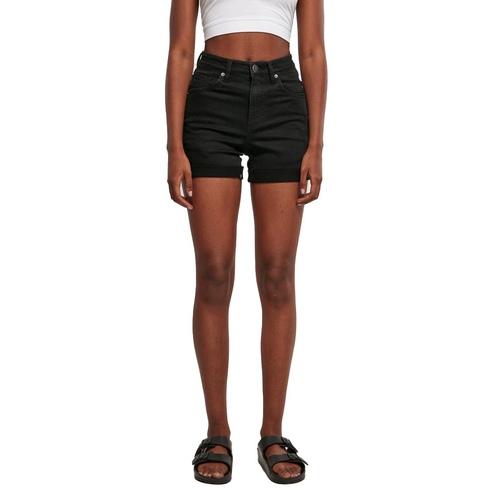 urban classics organic stretch mid waist denim shorts noir 32 femme