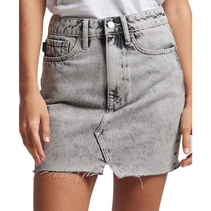 superdry vintage denim mini skirt gris 32 femme