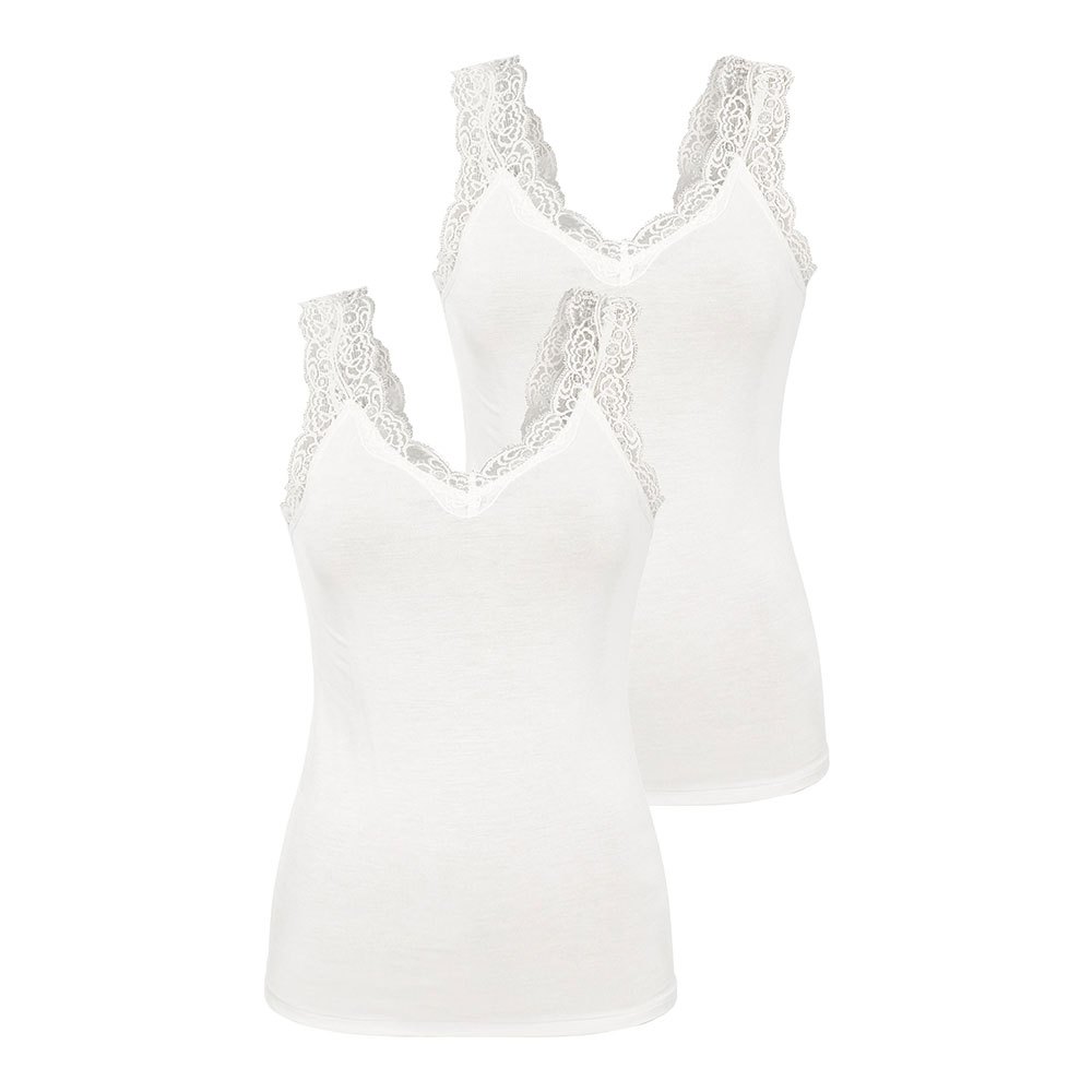 pieces barbera lace sleeveless v neck t-shirt 2 units blanc xs femme