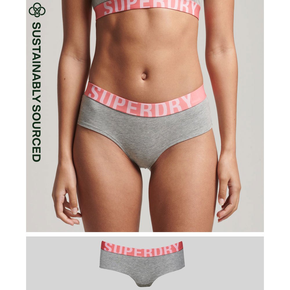 superdry large logo hipster panties gris l femme