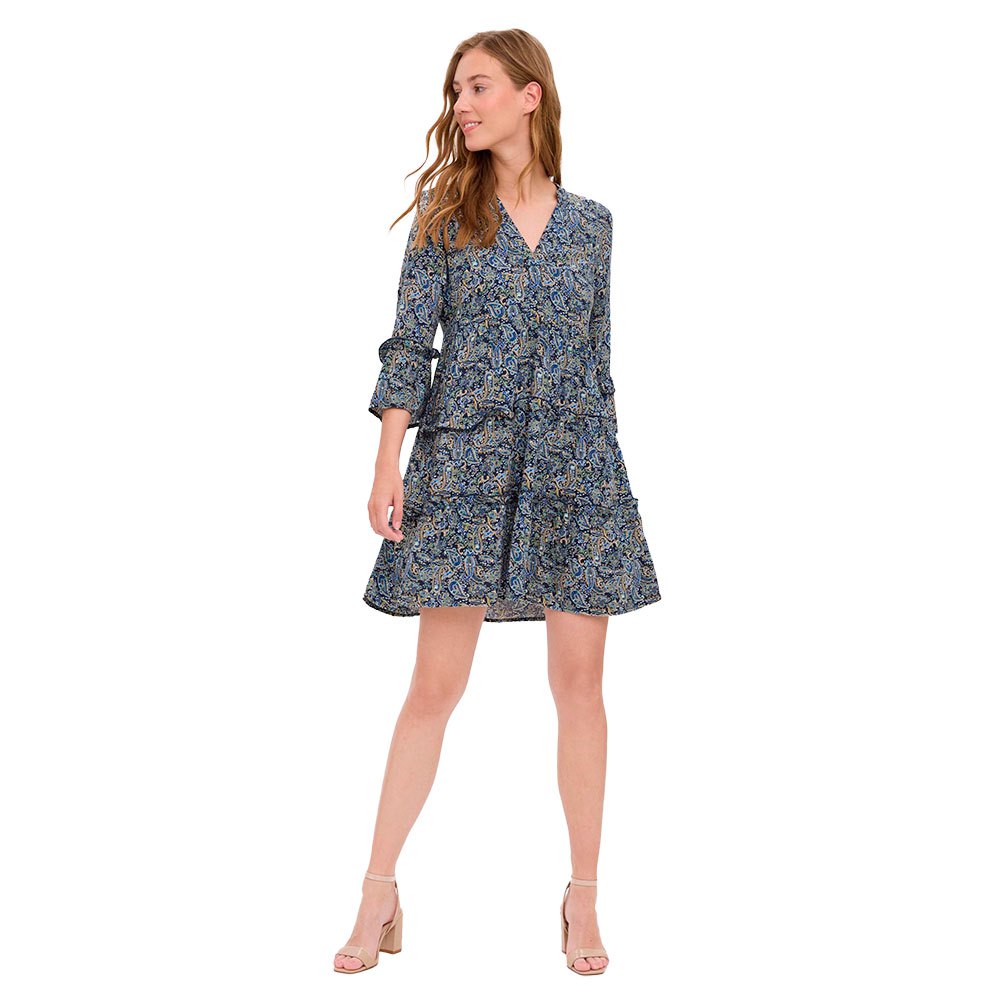 vero moda easy 3/4 sleeve short dress bleu l femme