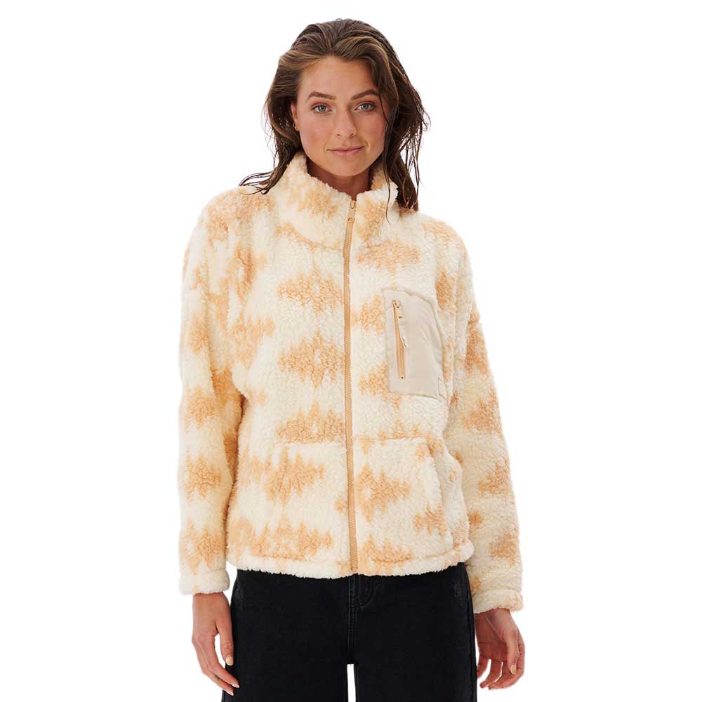 rip curl waves polar fleece full zip sweatshirt beige 2xl femme