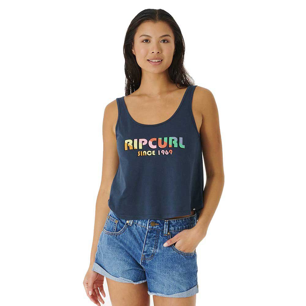 rip curl icons of surf pump font sleeveless t-shirt bleu xl femme