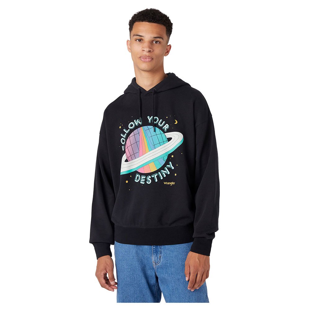 wrangler embroidered hoodie noir s homme