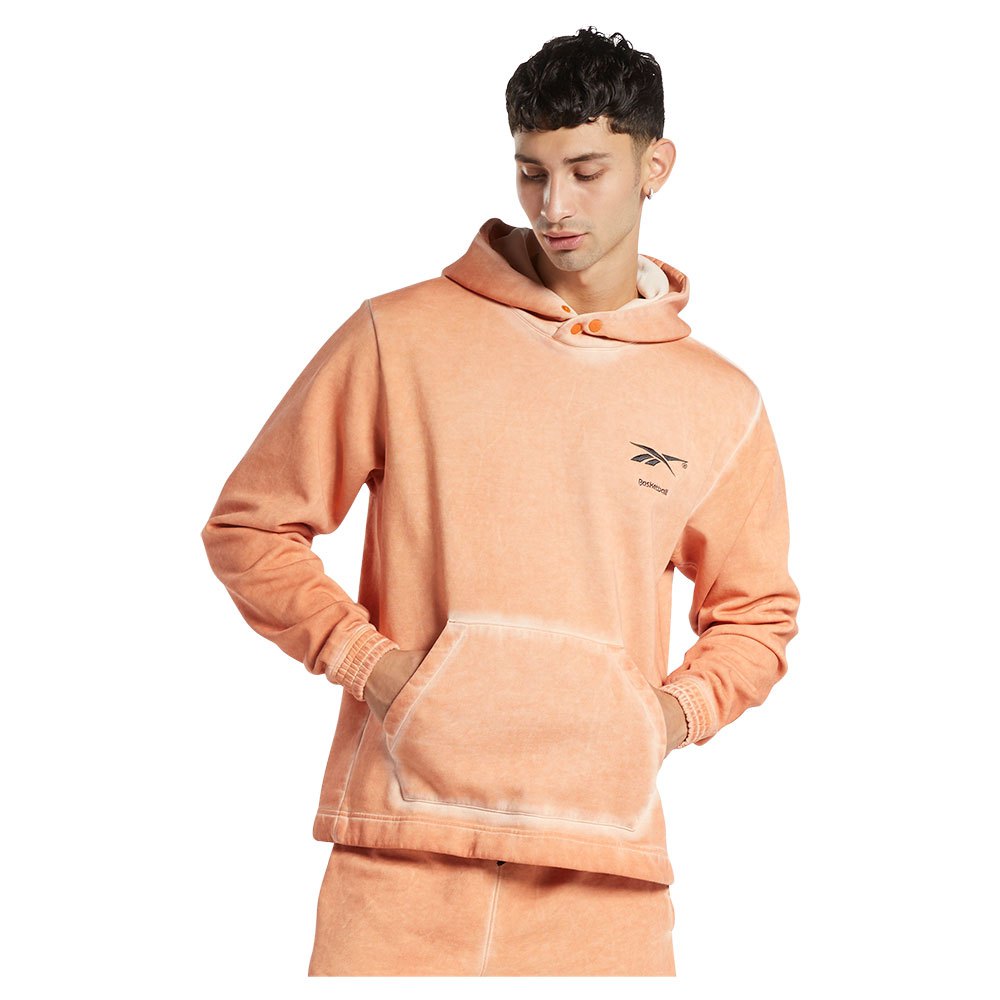 reebok classics court bi-dye fleece hoodie orange s homme