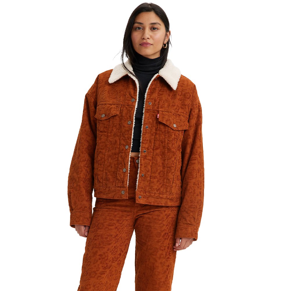 levi´s ® 90s sherpa trucker denim jacket orange s femme