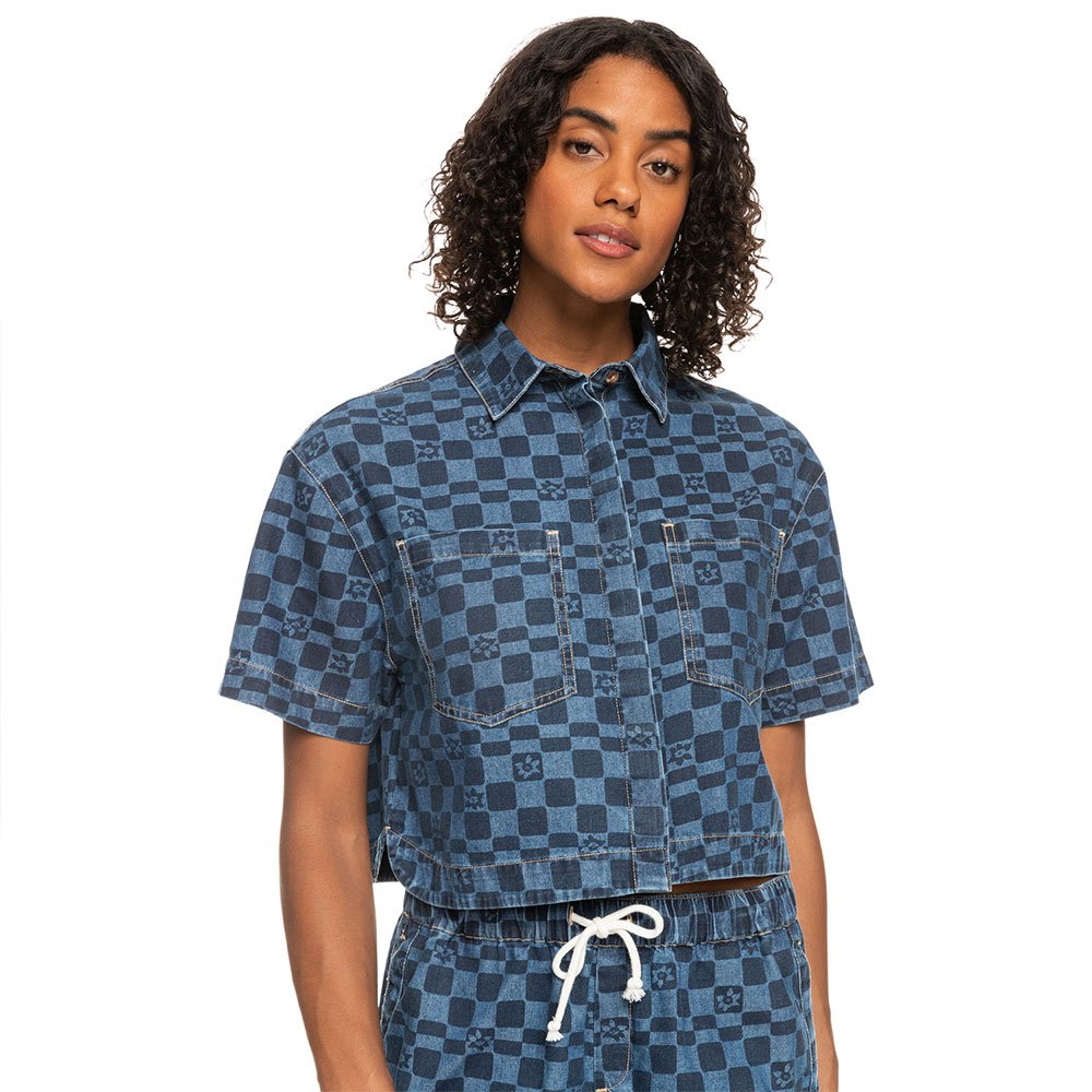 roxy blue wave club printed short sleeve t-shirt multicolore xs femme