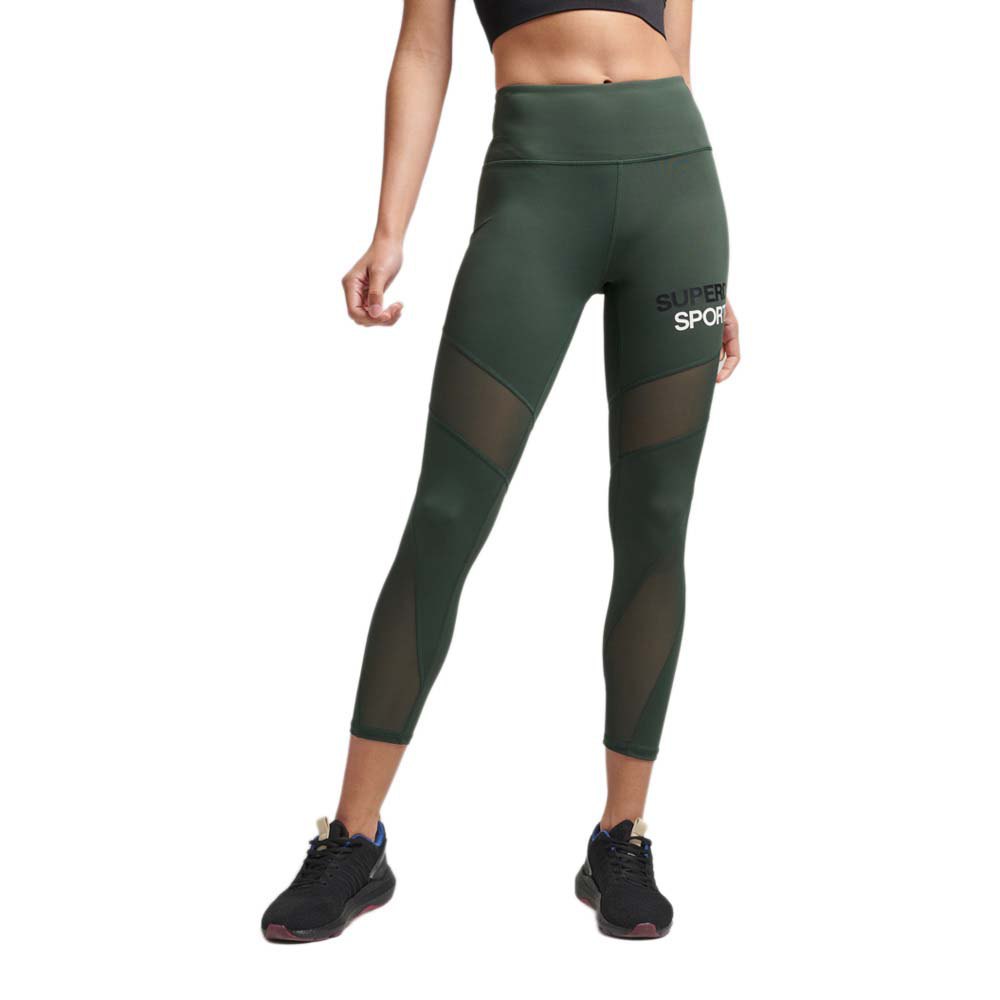 superdry training 7/8 mesh leggings vert xs femme