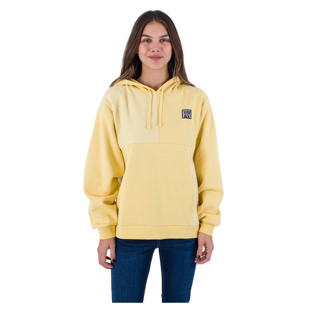hurley patchworkp hoodie jaune l femme