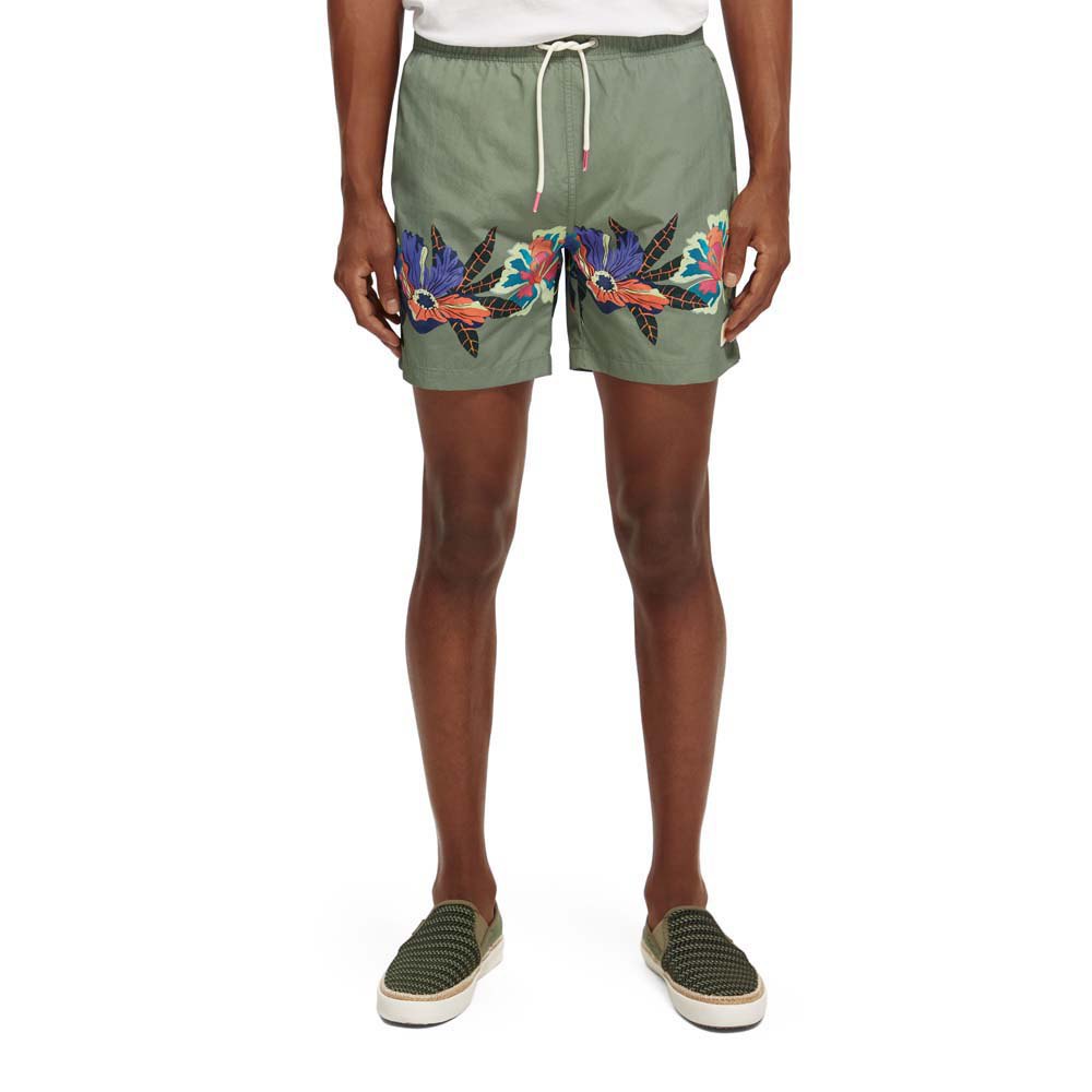 scotch & soda mid length placement printed swimming shorts vert xl homme