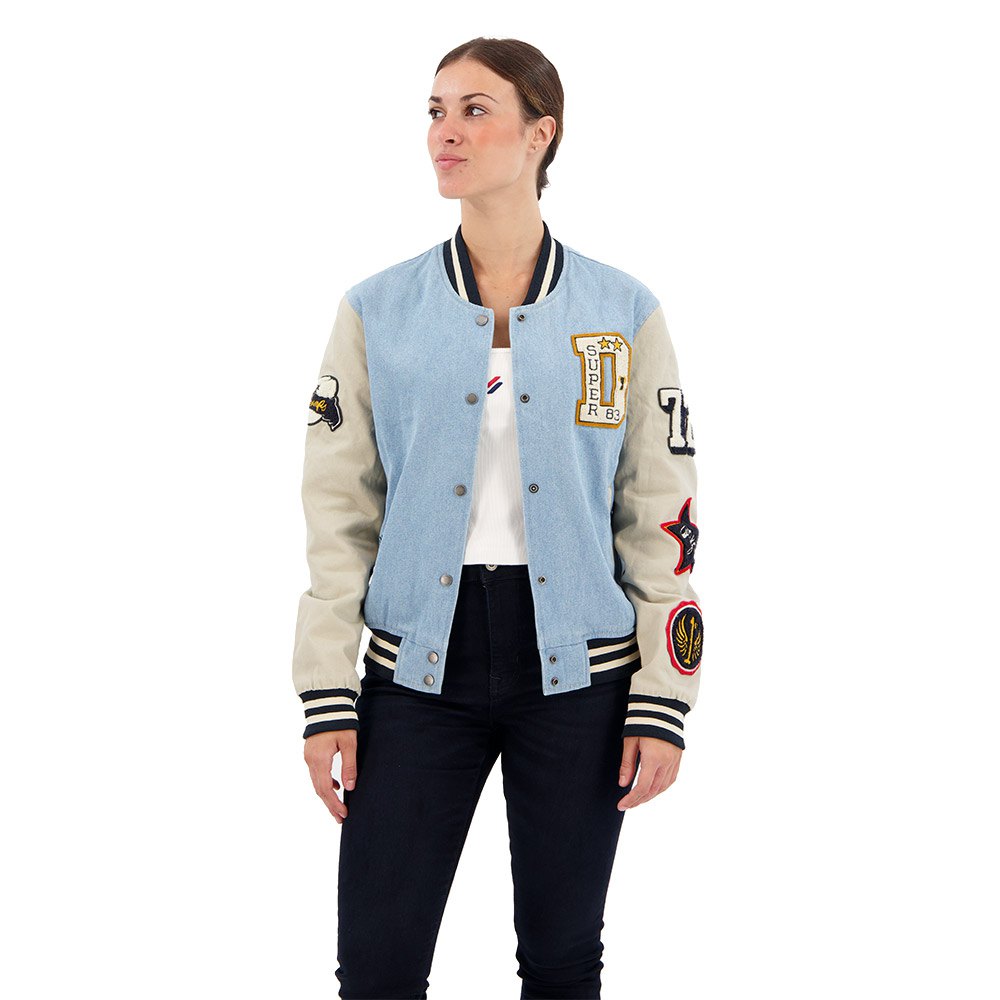 superdry vintage varisty denim jacket bleu 2xs femme