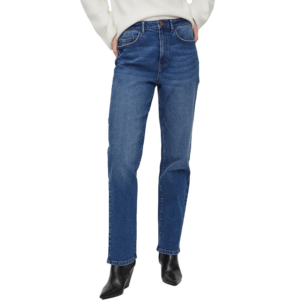 vila agnes jo mbd straight fit high waist jeans bleu 38 / 32 femme